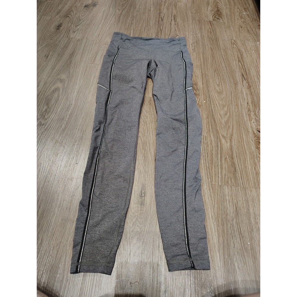 Lululemon Speed Up Sz 6 Tight Metallic Heathered Black Legging Pockets Yoga
